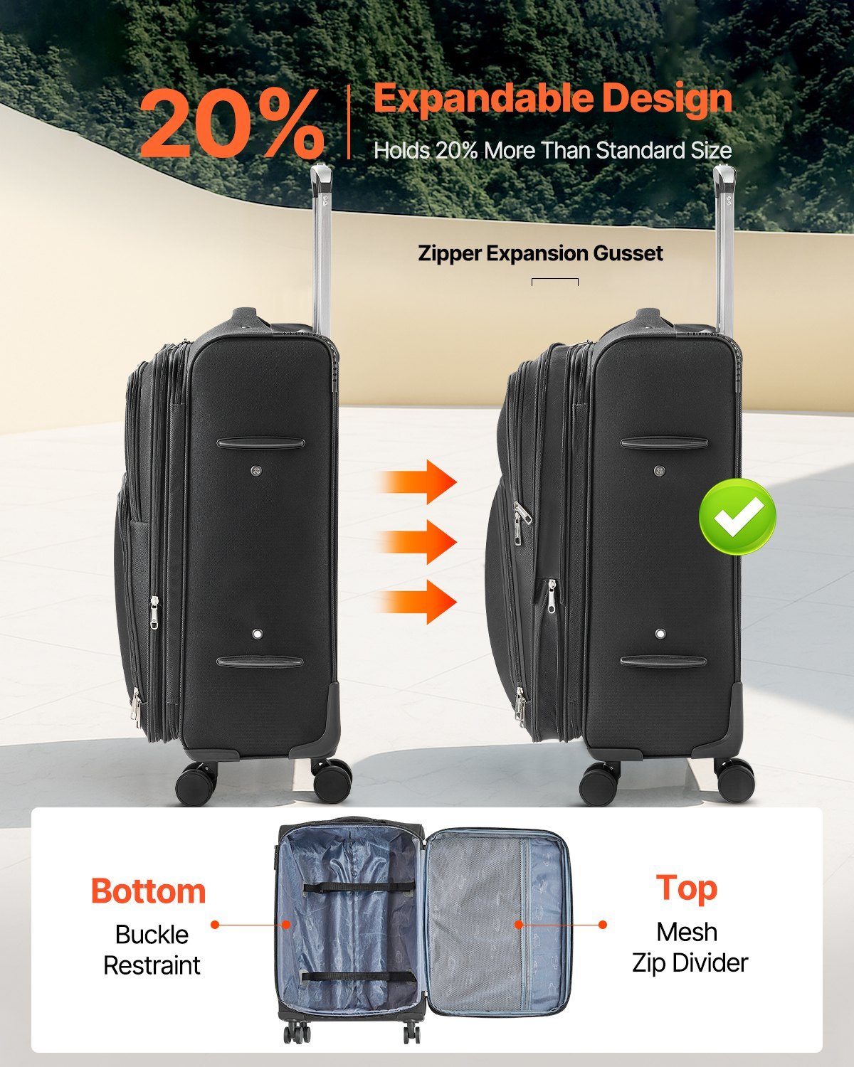 24-Inch Softside Expandable Luggage with Spinner Wheels - Image 3