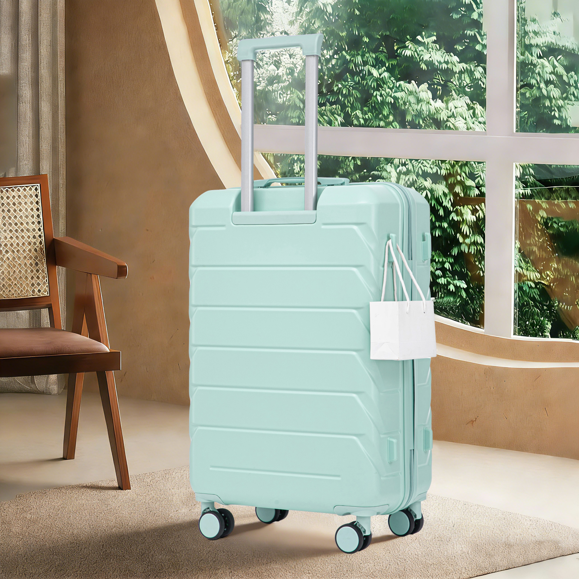 28-Inch ABS Hard Shell Checked Luggage – Lightweight Waterproof Spinner Suitcase - Image 2