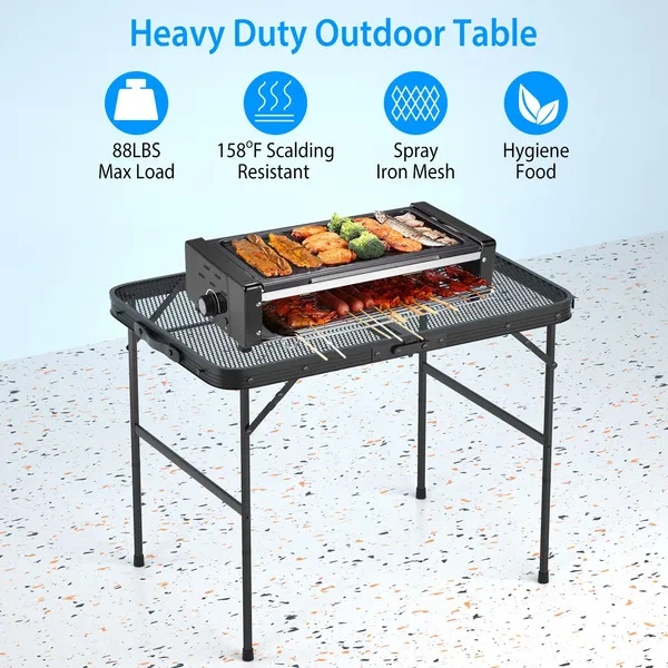 Foldable Camping Collapsible Table With Grill Stand - Image 4