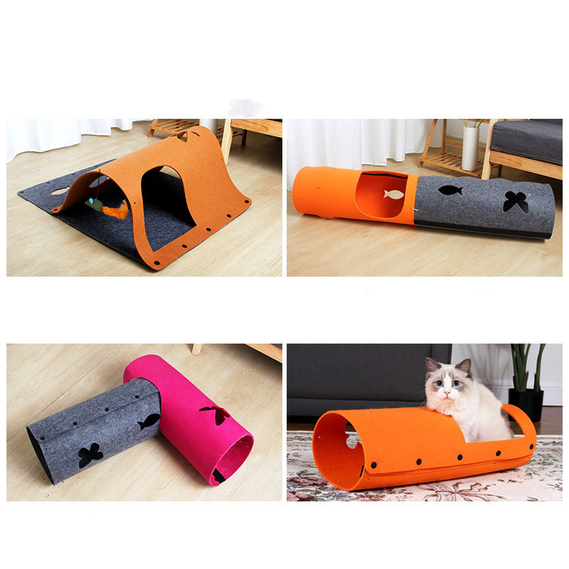 2-In-1 DIY Combined Cat Tunnel Toy & Felt Pet Nest House - Image 4