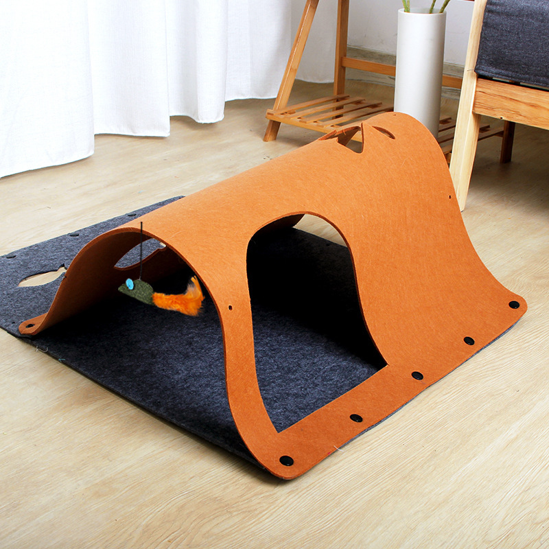 2-In-1 DIY Combined Cat Tunnel Toy & Felt Pet Nest House - Image 2