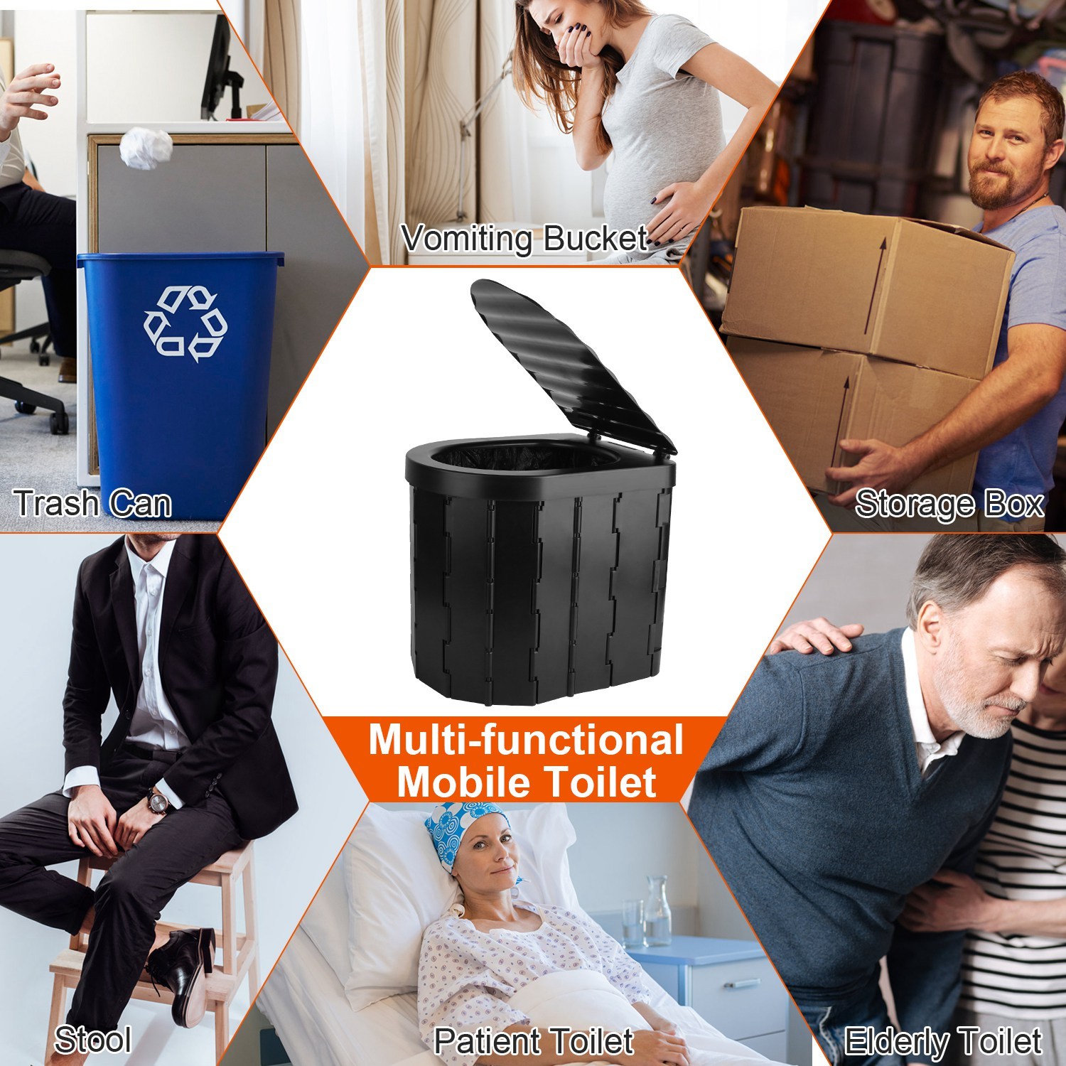oldable Portable Travel Toilet with Lid – Emergency Camping & Car Porta Potty with Carry Bag - Image 8