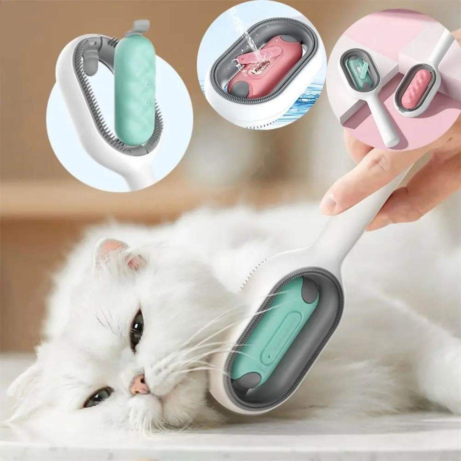 4-In-1 Cat Hair Brush With Water Tank – Double-Sided Pet Grooming Comb - Image 4