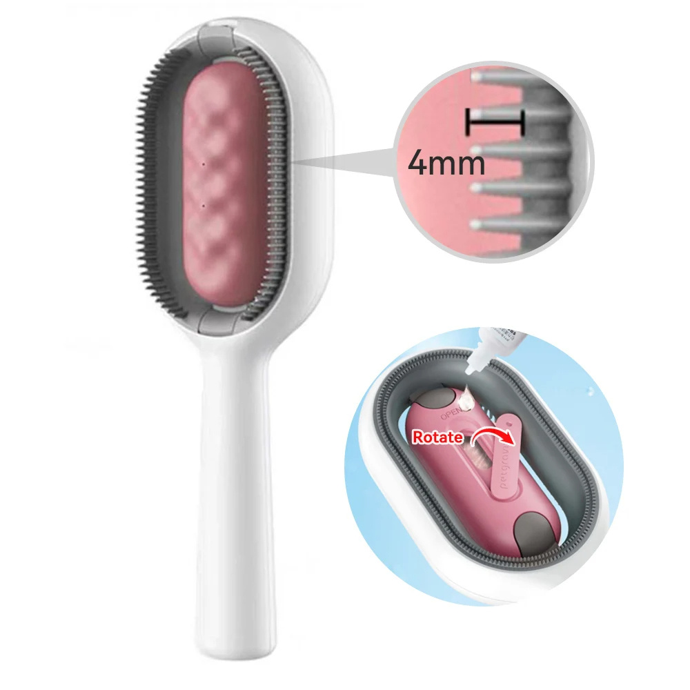 4-In-1 Cat Hair Brush With Water Tank – Double-Sided Pet Grooming Comb - Image 3
