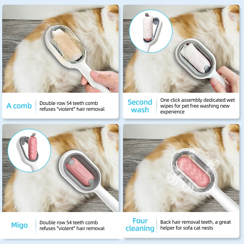 4-In-1 Cat Hair Brush With Water Tank – Double-Sided Pet Grooming Comb - Image 2
