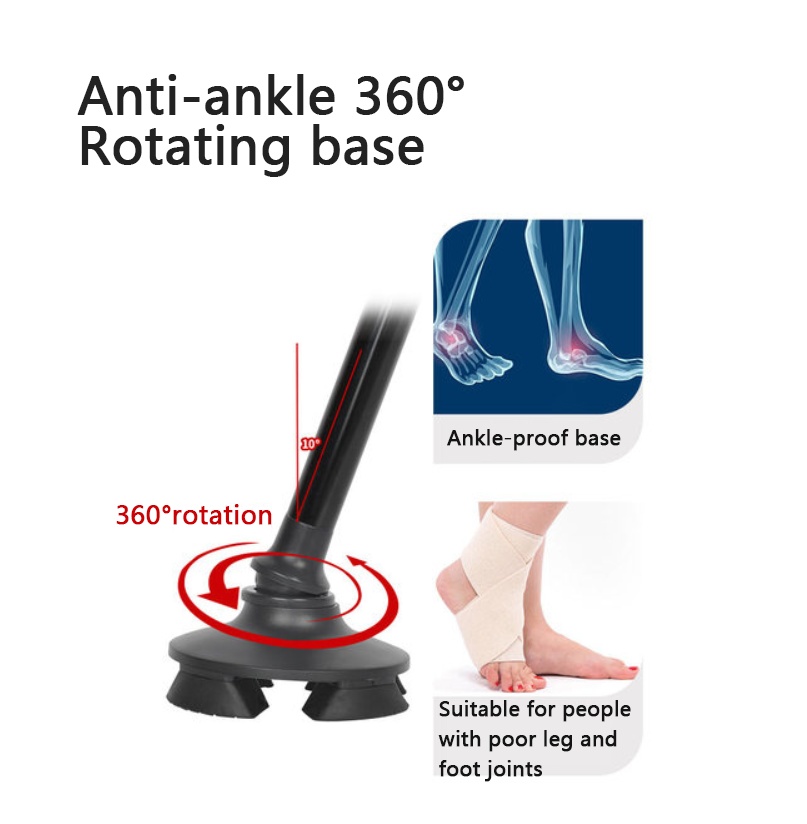 Adjustable Folding Walking Cane with LED Flashlight & SOS Alarm – Anti-Slip 4-Foot Support Trekking Stick for Seniors & Travel - Image 5