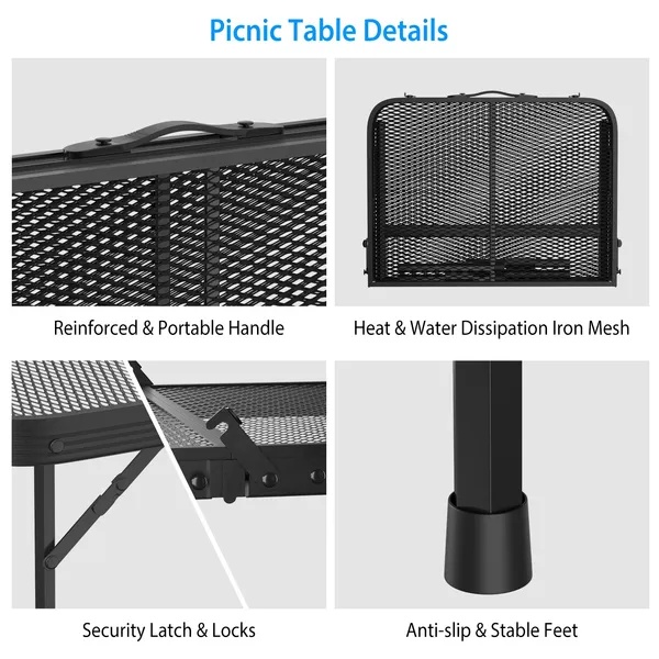 Foldable Camping Collapsible Table With Grill Stand - Image 2