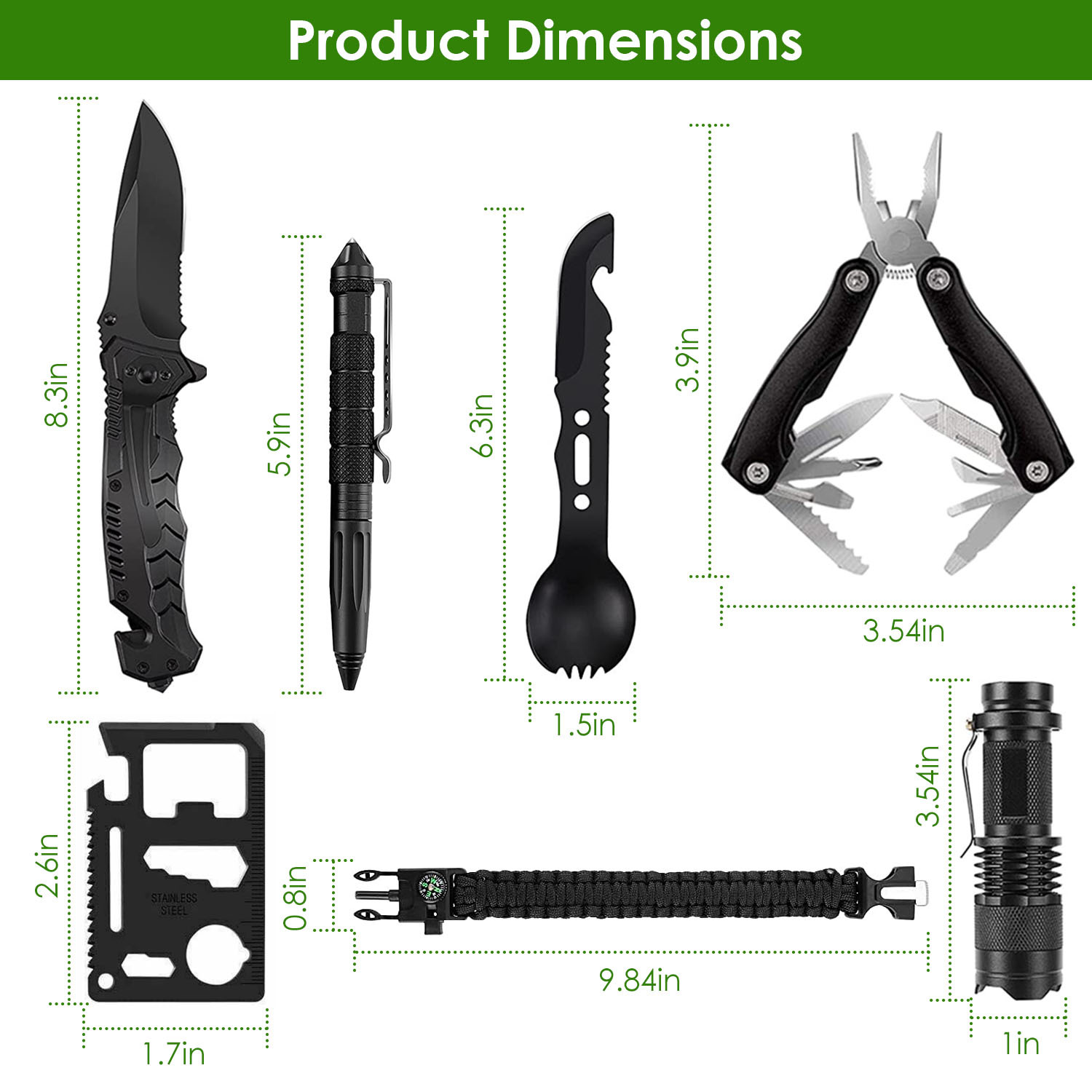 47-in-1 Emergency Survival Kit – Tactical EDC Gear Set with First Aid Supplies, Knife, Compass, Flashlight & Survival Pouch for Camping, Hiking & Disaster Prep - Image 3