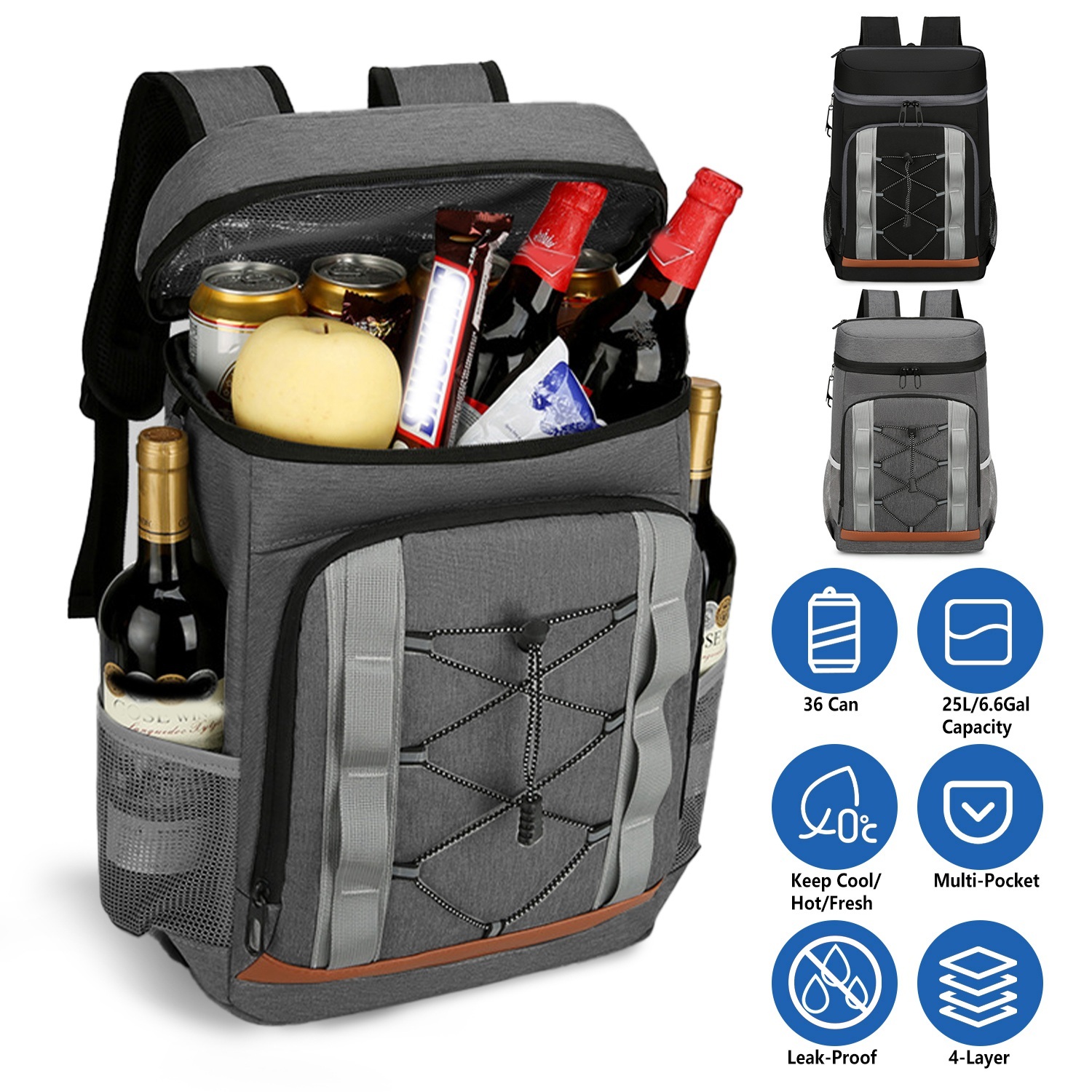 36-Can Leakproof Cooler Backpack – 25L Insulated Travel Backpack for Camping, Beach & Outdoor Adventures - Image 4