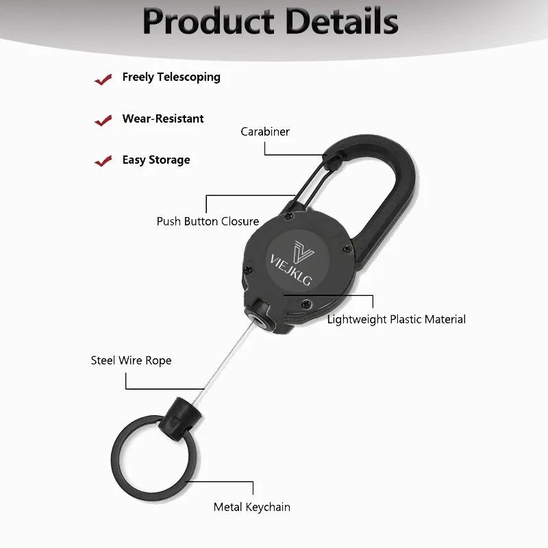 VIEJAKLG 3-in-1 Retractable Rope Carabiner Keychain - Image 4