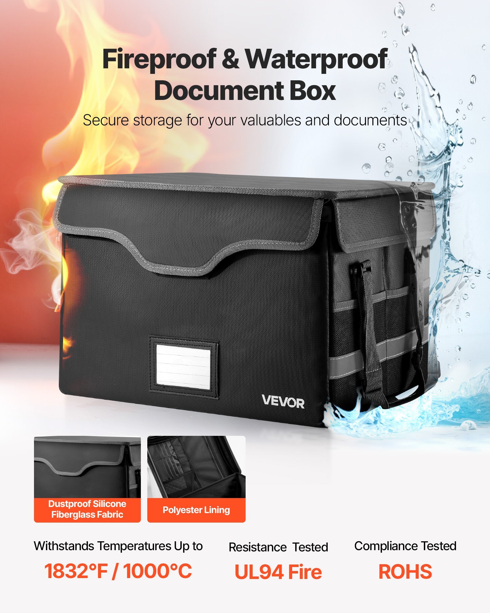 Fireproof & Waterproof Document Storage Box – 1832°F Heat-Resistant File Organizer with Combination Lock for Home, Office & Travel - Image 5