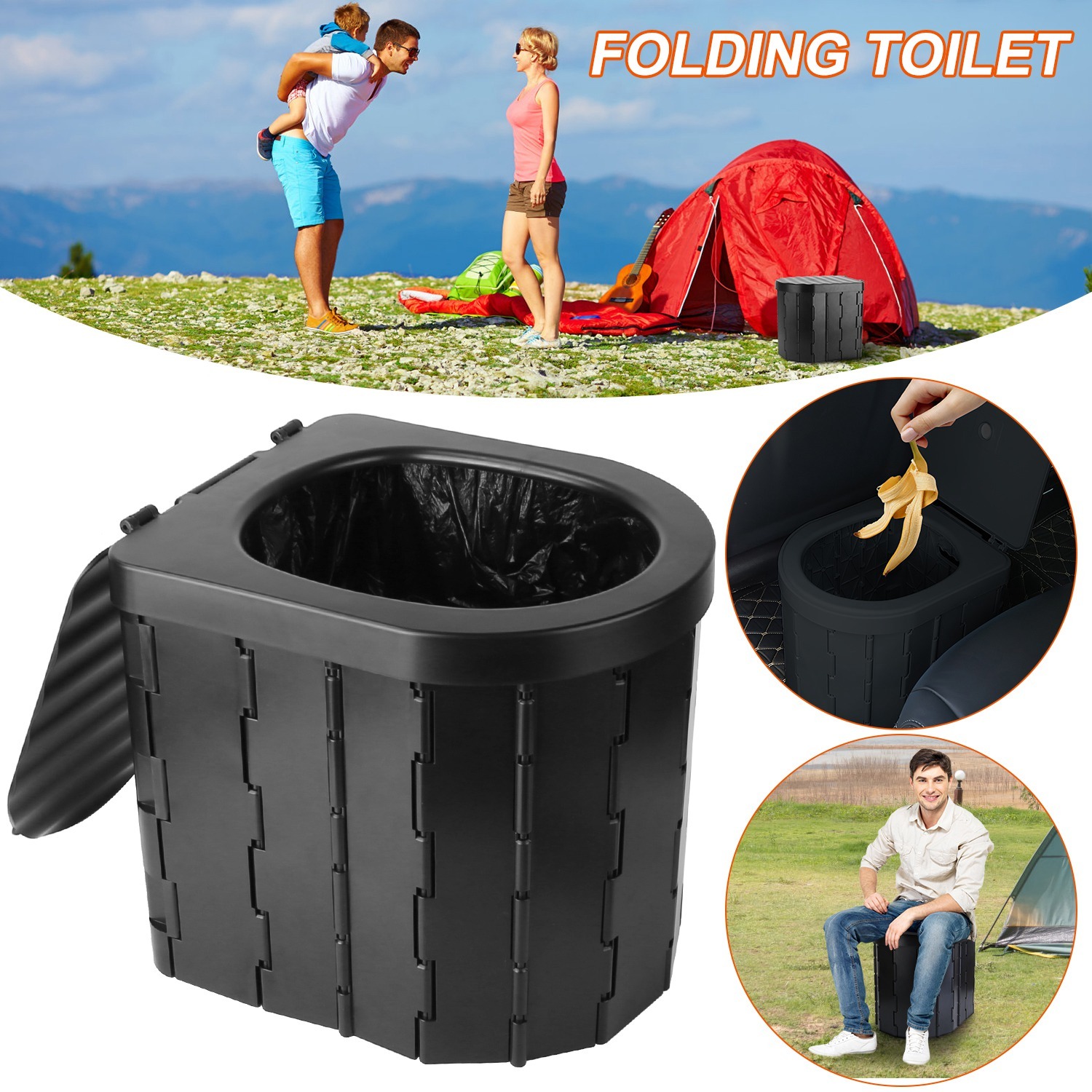 oldable Portable Travel Toilet with Lid – Emergency Camping & Car Porta Potty with Carry Bag - Image 9