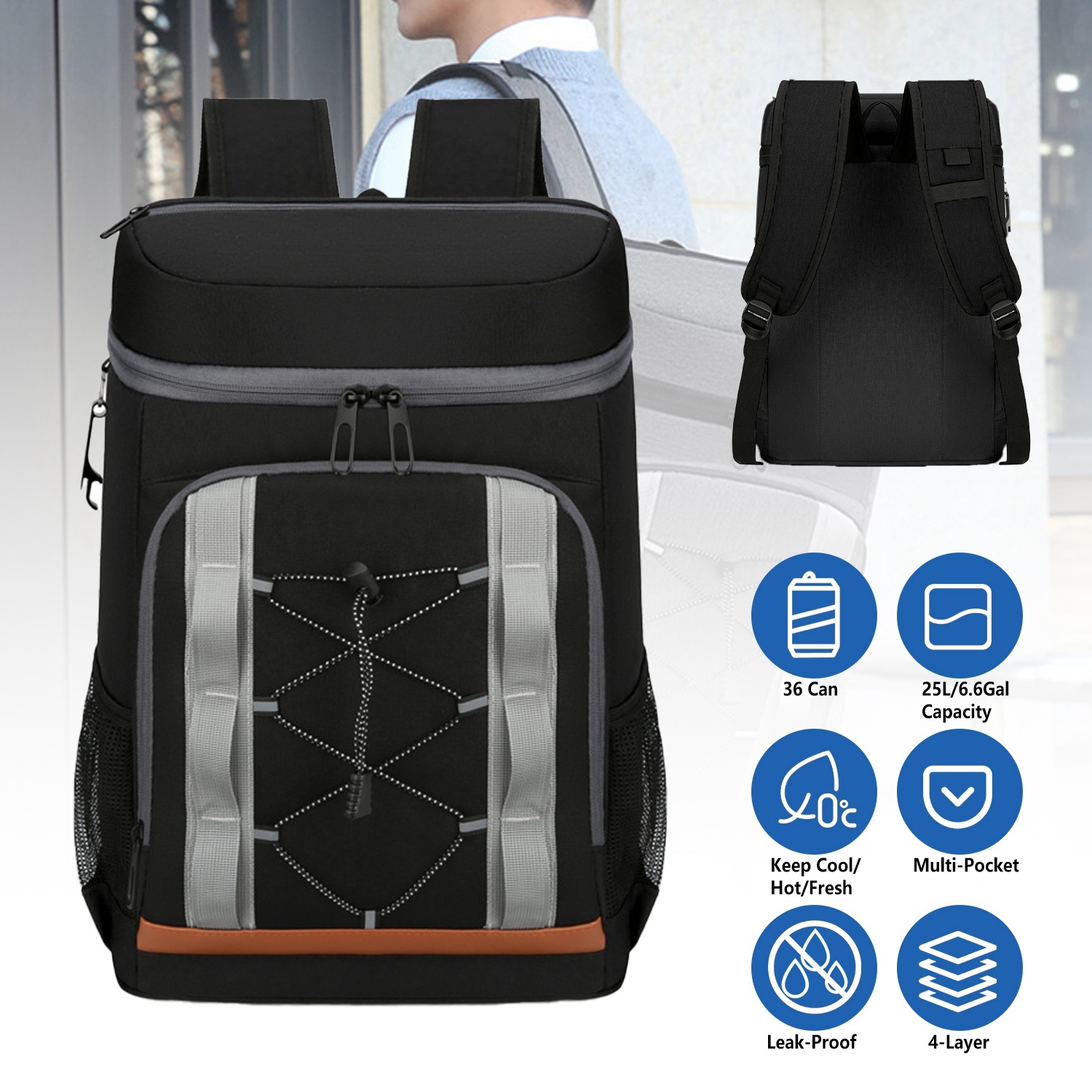 36-Can Leakproof Cooler Backpack – 25L Insulated Travel Backpack for Camping, Beach & Outdoor Adventures - Image 10