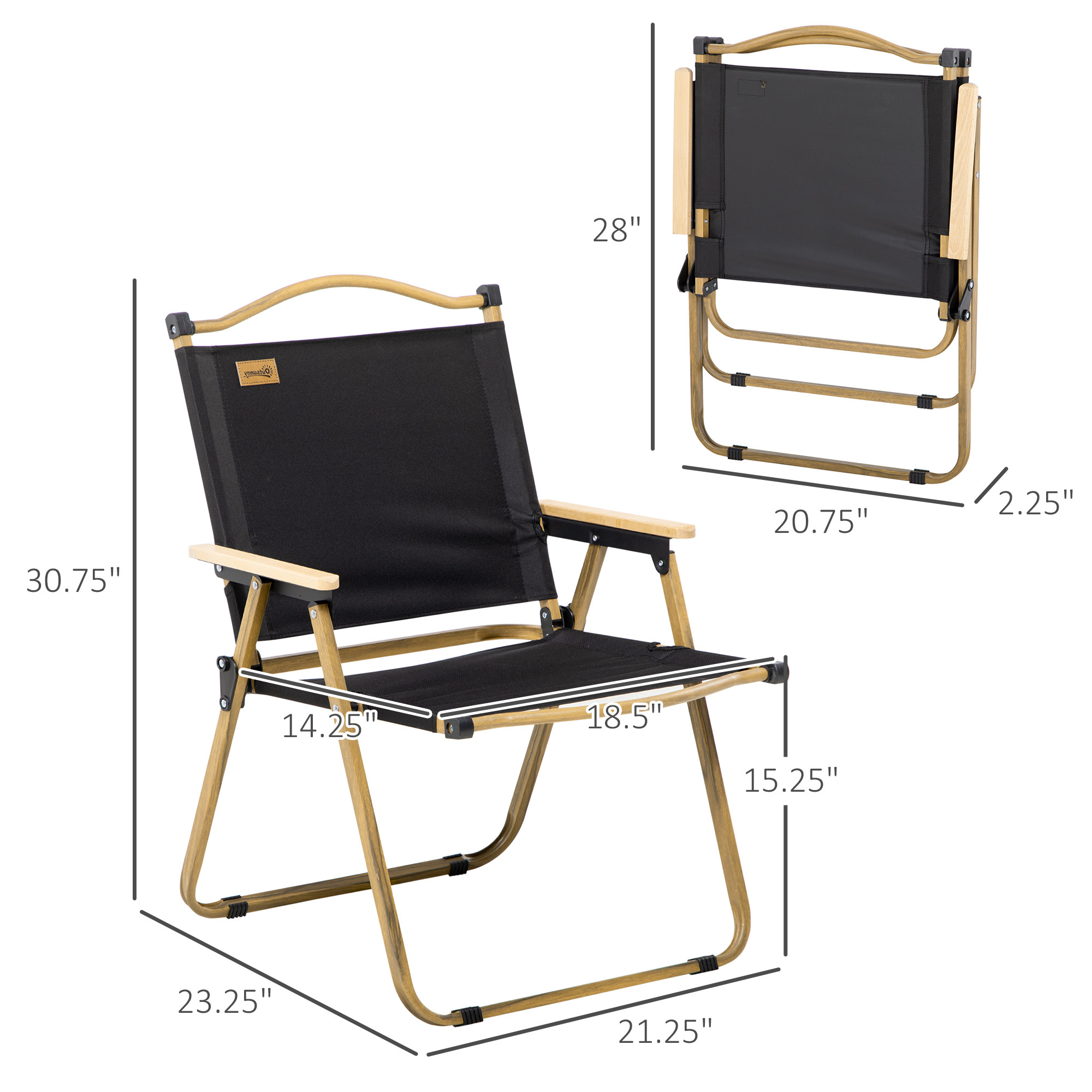 2-Pack Folding Camping Chairs – Lightweight Portable Outdoor Armchairs for Beach, Picnic, Fishing & Festivals - Image 3