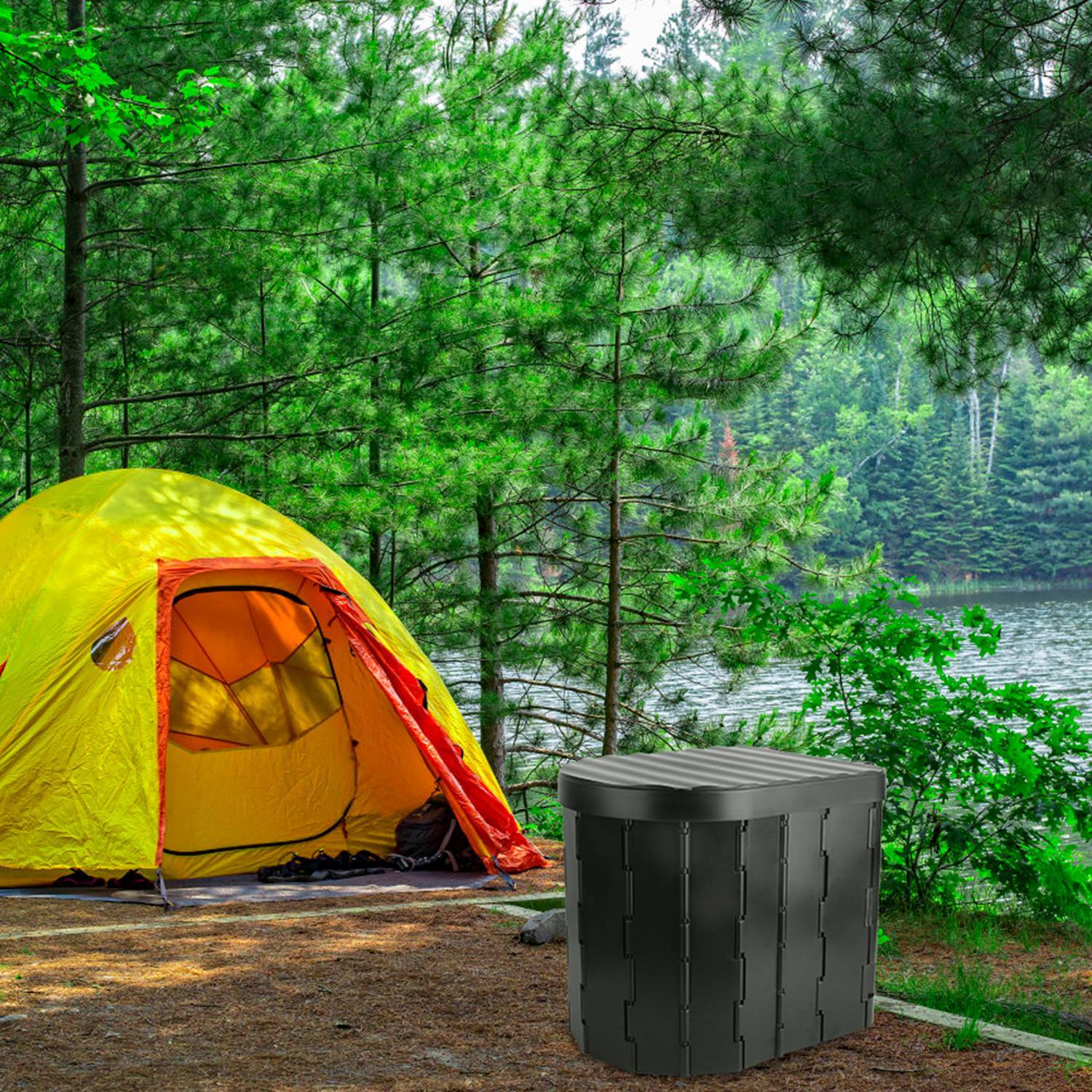 oldable Portable Travel Toilet with Lid – Emergency Camping & Car Porta Potty with Carry Bag - Image 5